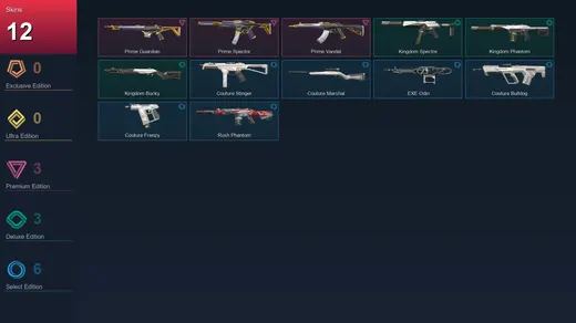 EU | Prime Guardian | Prime Spectre | Prime Vandal | Kingdom Spectre | 12 Skin | 7 Agent | 11 Buddy | Lv1
