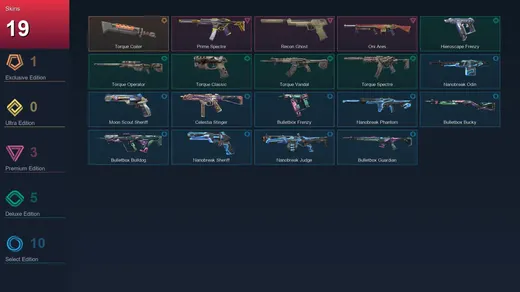 EU | Torque Coiler | Prime Spectre | Recon Ghost | Oni Ares | 19 Skin | 9 Agent | 13 Buddy | Lv26
