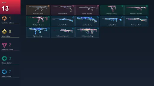 NA | Kuronami Vandal | Reaver Ghost | Reaver Guardian | Shellspire Frenzy | 13 Skin | 12 Agent | 18 Buddy | Lv28