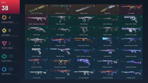 EU | RGX 11z Pro Firefly | Ruination Ghost | Venturi Knife | Tilde Knife | 38 Skin | 28 Agent | 57 Buddy | Lv110
