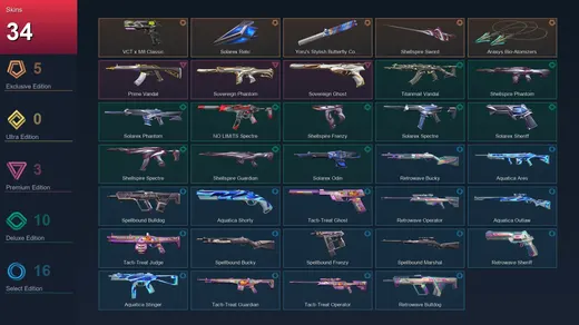 EU | VCT x M8 Classic | Solarex Relic | Yoru's Stylish Butterfly Comb | Shellspire Sword | 34 Skin | 22 Agent | 40 Buddy | Lv67 — Valorant account