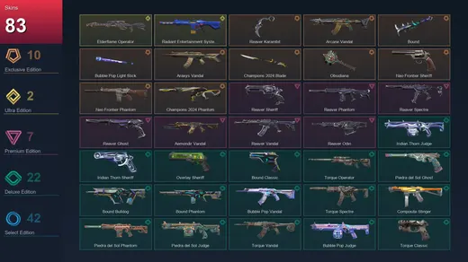 NA | Reaver Karambit | Arcane Vandal | Bound | Bubble Pop Light Stick | 83 Skin | 25 Agent | 75 Buddy | Lv123