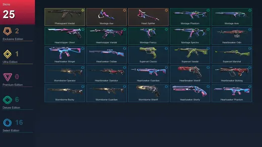 BR | Montage Axe | Heart Splitter | Phaseguard Vandal | Montage Phantom | 25 Skin | 15 Agent | 26 Buddy | Lv56 — Valorant account