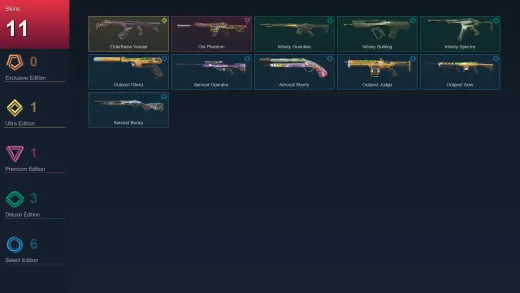 AP | Elderflame Vandal | Oni Phantom | Infinity Guardian | Infinity Bulldog | 11 Skin | 10 Agent | 13 Buddy | Lv16