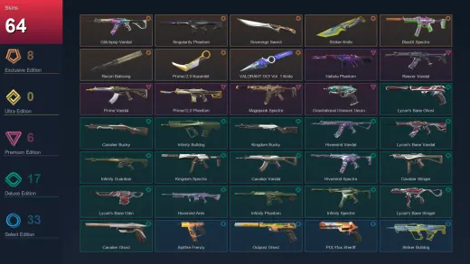 NA | Glitchpop Vandal | Singularity Phantom | Sovereign Sword | Striker Knife | 64 Skin | 19 Agent | 70 Buddy | Lv95