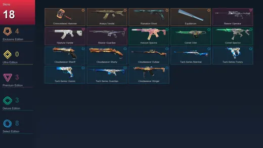 NA | Crimsonbeast Hammer | Araxys Vandal | Ruination Ghost | Equilibrium | 18 Skin | 11 Agent | 14 Buddy | Lv30