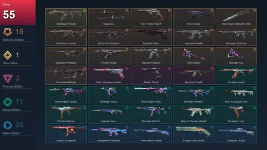 EU | Kogitsune | Neo Frontier Sheriff | EX.O Vandal | Black.Market Butterfly Knife | 55 Skin | 20 Agent | 34 Buddy | Bronze II | Lv57 — Valorant account