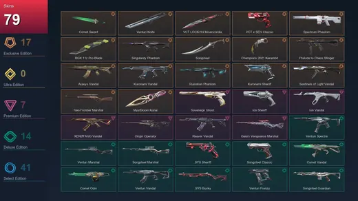 NA | Comet Sword | Venturi Knife | VCT LOCK//IN Misericórdia | VCT x SEN Classic | 79 Skin | 24 Agent | 96 Buddy | Lv192
