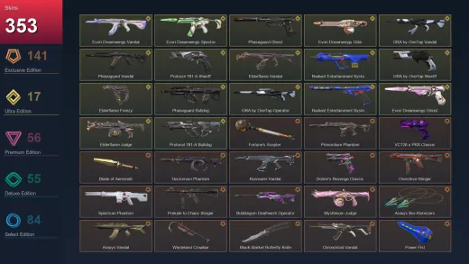 AP | Fortune's Scepter | Primordium Phantom | VCT26 x PRX Classic | Blade of Aemondir | 353 Skin | 29 Agent | 148 Buddy | Lv297