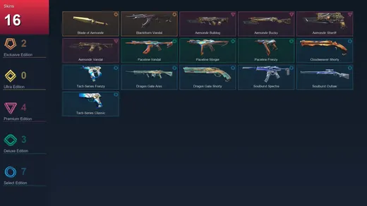 EU | Blade of Aemondir | Blackthorn Vandal | Aemondir Bulldog | Aemondir Bucky | 16 Skin | 9 Agent | 13 Buddy | Lv16
