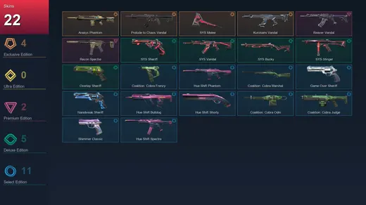 AP | Araxys Phantom | Prelude to Chaos Vandal | .SYS Melee | Kuronami Vandal | 22 Skin | 27 Agent | 58 Buddy | Lv128