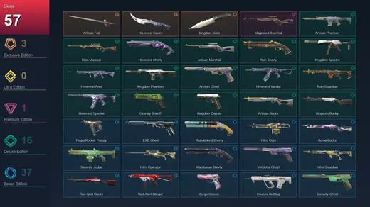 EU | Artisan Foil | Hivemind Sword | Kingdom Knife | Magepunk Marshal | 57 Skin | 25 Agent | 75 Buddy | Lv122 — Valorant account