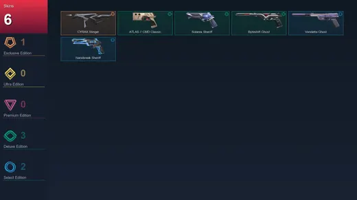 EU | CYRAX Stinger | ATLAS // CMD Classic | Solarex Sheriff | Byteshift Ghost | 6 Skin | 28 Agent | 36 Buddy | Lv105