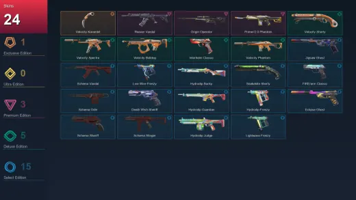 AP | Velocity Karambit | Reaver Vandal | Origin Operator | Prime//2.0 Phantom | 24 Skin | 26 Agent | 59 Buddy | Lv139