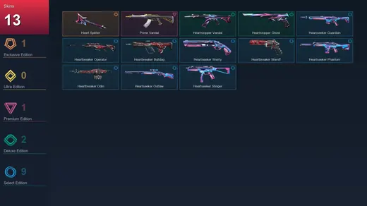 EU | Heart Splitter | Prime Vandal | Heartstopper Vandal | Heartstopper Ghost | 13 Skin | 14 Agent | 20 Buddy | Lv41 — Valorant account