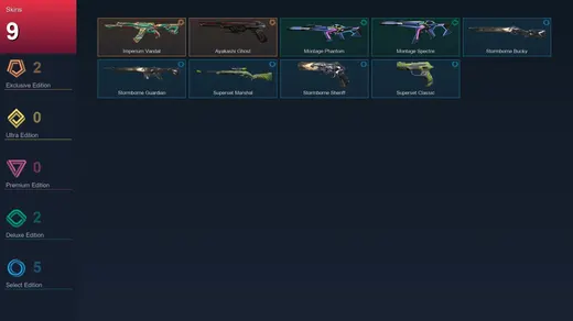 EU | Imperium Vandal | Ayakashi Ghost | Montage Phantom | Montage Spectre | 9 Skin | 8 Agent | 8 Buddy | Lv22