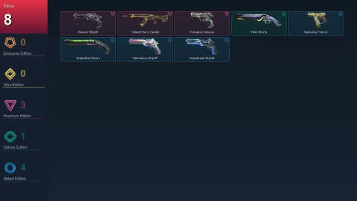 EU | Reaver Sheriff | Valiant Hero Vandal | Forsaken Classic | Tilde Shorty | 8 Skin | 28 Agent | 42 Buddy | Lv128