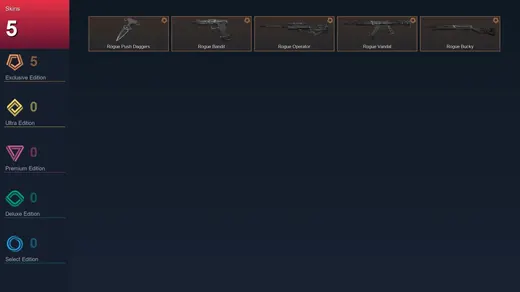 EU | Rogue Push Daggers | Rogue Bandit | Rogue Operator | Rogue Vandal | 5 Skin | 6 Agent | 1 Buddy | Lv20