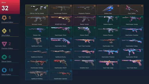 AP | Doombringer Phantom | Singularity Phantom | Solarex Relic | Heart Splitter | 32 Skin | 28 Agent | 79 Buddy | Lv126 — Valorant account