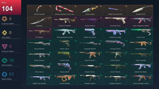 EU | Velocity Karambit | Winterwunderland Candy Cane | Outpost Melee | Bubble Pop Light Stick | 104 Skin | 27 Agent | 182 Buddy | Bronze I | Lv386 — Valorant account