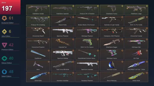 NA | Reaver Knife | Broken Blade of the Ruined King | Sentinels of Light Vandal | RGX 11z Pro Firefly | 197 Skin | 19 Agent | 70 Buddy | Lv65 — Valorant account