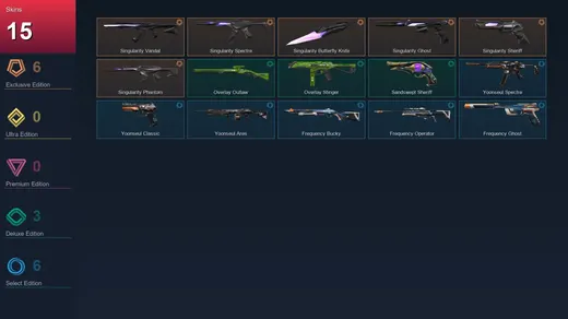 AP | Singularity Vandal | Singularity Spectre | Singularity Butterfly Knife | Singularity Ghost | 15 Skin | 16 Agent | 25 Buddy | Silver I | Lv65 — Valorant account