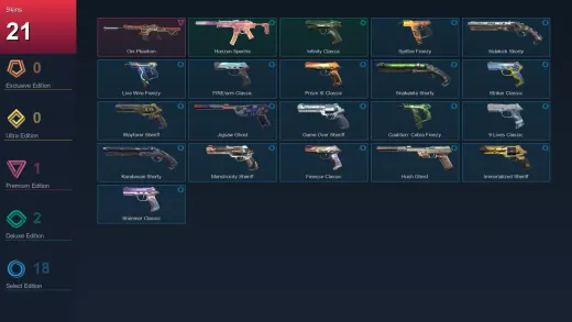 AP | Oni Phantom | Horizon Spectre | Infinity Classic | Spitfire Frenzy | 21 Skin | 23 Agent | 82 Buddy | Lv228