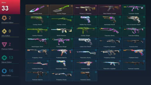 EU | Transition Knife | Overlay Dagger | Prime//2.0 Phantom | Black.Market Vandal | 33 Skin | 27 Agent | 75 Buddy | Lv165