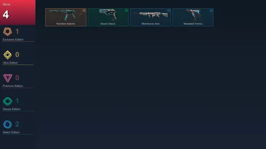 NA | Ruination Spectre | Bound Classic | Monstrocity Ares | Moondash Frenzy | 4 Skin | 11 Agent | 7 Buddy | Lv24 — Valorant account