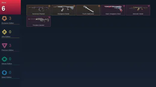 EU | Nocturnum Phantom | Divergence Vandal | Evori's Spellcaster | Gaia's Vengeance Ghost | 6 Skin | 12 Agent | 24 Buddy | Lv37 — Valorant account