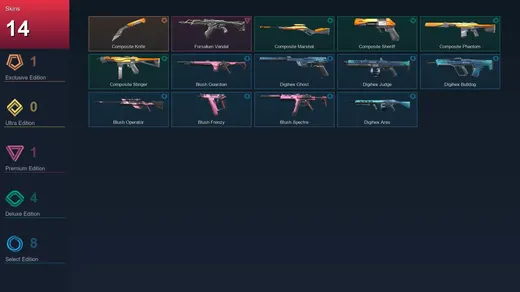 LA | Composite Knife | Forsaken Vandal | Composite Marshal | Composite Sheriff | 14 Skin | 24 Agent | 27 Buddy | Lv73 — Valorant account