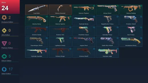 EU | Luxe Knife | Velocity Karambit | Velocity Phantom | Artisan Ghost | 24 Skin | 22 Agent | 53 Buddy | Lv172