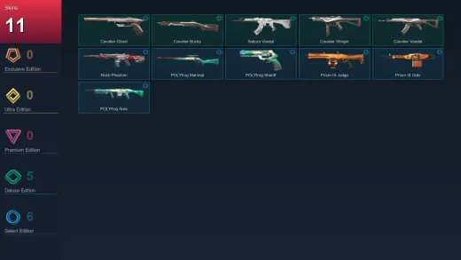 EU | Cavalier Ghost | Cavalier Bucky | Sakura Vandal | Cavalier Stinger | 11 Skin | 9 Agent | 13 Buddy | Lv21 — Valorant account