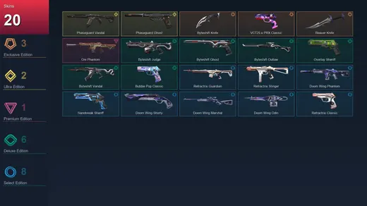 AP | Byteshift Knife | VCT25 x PRX Classic | Reaver Knife | Phaseguard Vandal | 20 Skin | 28 Agent | 40 Buddy | Lv86 — Valorant account