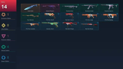 AP | Smite Knife | Nebula Phantom | Hivemind Ares | Hivemind Vandal | 14 Skin | 9 Agent | 14 Buddy | Lv1