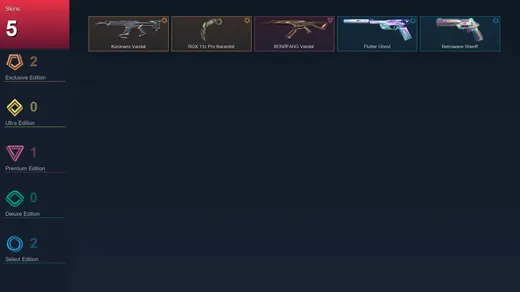 EU | Kuronami Vandal | RGX 11z Pro Karambit | XERØFANG Vandal | Flutter Ghost | 5 Skin | 9 Agent | 27 Buddy | Lv72