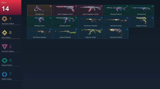 BR | Montage Axe | Gaia's Vengeance Ghost | Gaia's Vengeance Vandal | Montage Phantom | 14 Skin | 10 Agent | 12 Buddy | Lv29