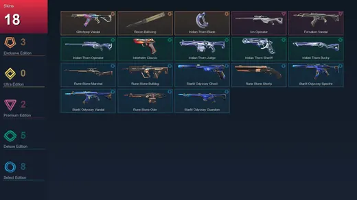 EU | Glitchpop Vandal | Recon Balisong | Iridian Thorn Blade | Ion Operator | 18 Skin | 21 Agent | 27 Buddy | Lv65