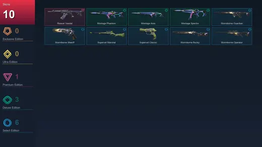 EU | Reaver Vandal | Montage Phantom | Montage Ares | Montage Spectre | 10 Skin | 10 Agent | 12 Buddy | Lv30 — Valorant account