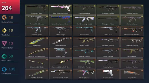 EU | Kuronami Spectre | CYRAX Stinger | Ruination Ghost | CYRAX Ghost | 264 Skin | 29 Agent | 197 Buddy | Gold I | Lv300