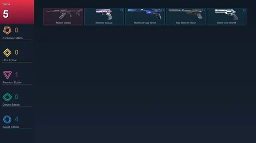 EU | Reaver Vandal | Shimmer Classic | Starlit Odyssey Ghost | Soul Silencer Ghost | 5 Skin | 18 Agent | 32 Buddy | Lv87 — Valorant account