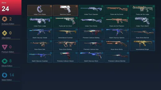 AP | Iridian Thorn Blade | Spectrum Classic | Iridian Thorn Operator | Piedra del Sol Bucky | 24 Skin | 24 Agent | 45 Buddy | Lv93 — Valorant account