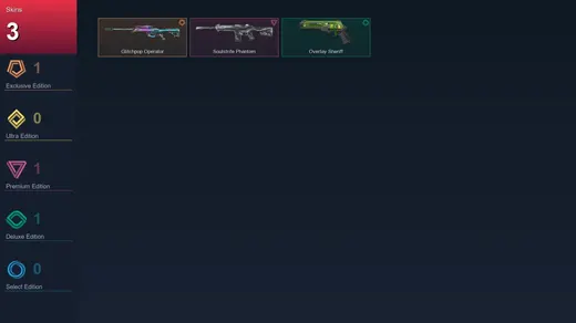 EU | Glitchpop Operator | Soulstrife Phantom | Overlay Sheriff | 3 Skin | 12 Agent | 21 Buddy | Lv46