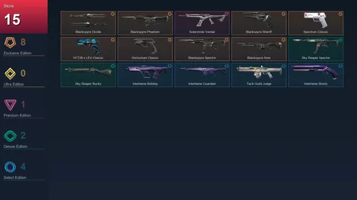 EU | Blackspyre Divide | Blackspyre Phantom | Blackspyre Sheriff | Spectrum Classic | 15 Skin | 7 Agent | 8 Buddy | Lv11