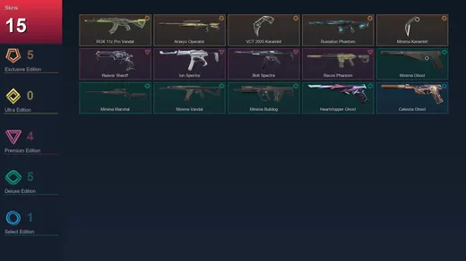 AP | RGX 11z Pro Vandal | Araxys Operator | VCT 2025 Karambit | Ruination Phantom | 15 Skin | 21 Agent | 26 Buddy | Lv56 — Valorant account