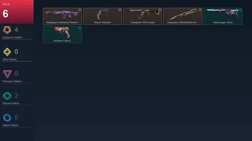 AP | Bubblegum Deathwish Phantom | Reaver Karambit | Champions 2025 Vandal | Champions 2025 Butterfly Knife | 6 Skin | 20 Agent | 16 Buddy | Lv71 — Valorant account