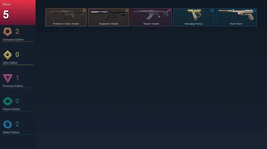 EU | Prelude to Chaos Vandal | Singularity Vandal | Reaver Vandal | Swooping Frenzy | 5 Skin | 17 Agent | 42 Buddy | Lv78