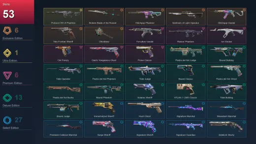 NA | Broken Blade of the Ruined King | Glitchpop Phantom | Sentinels of Light Operator | Glitchpop Vandal | 53 Skin | 27 Agent | 87 Buddy | Lv163
