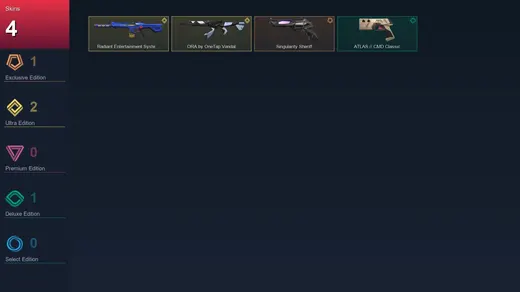EU | Singularity Sheriff | Radiant Entertainment System Phantom | ORA by OneTap Vandal | ATLAS // CMD Classic | 4 Skin | 10 Agent | 10 Buddy | Lv30