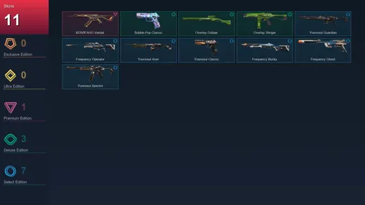 EU | XERØFANG Vandal | Bubble Pop Classic | Overlay Outlaw | Overlay Stinger | 11 Skin | 14 Agent | 22 Buddy | Lv40